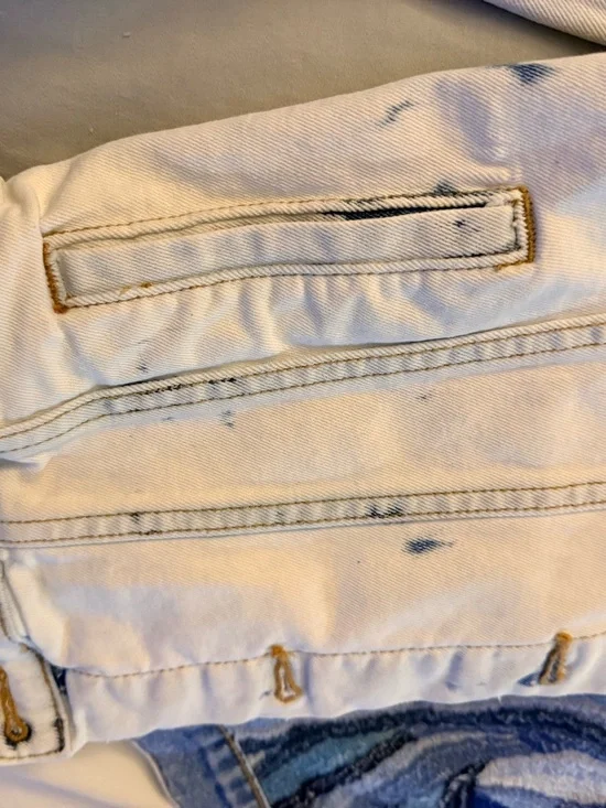 DRIFTWOOD White Jacket and bell bottom jeans with a beautiful blue crochet. - Picture 7 of 9